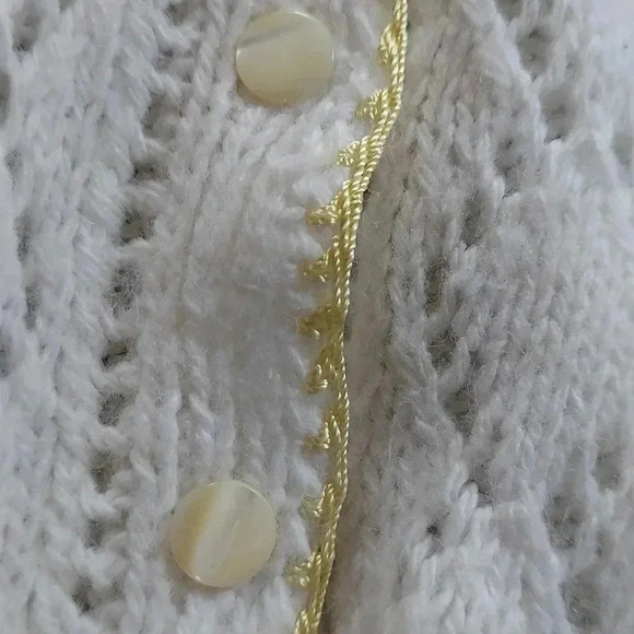 Hand Knit Crochet Button Front Sweater Cardigan - Picture 4 of 5